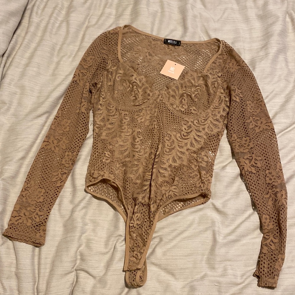 Miss Lola floral mesh body suit. Brand new w/tag